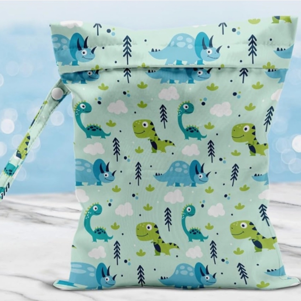 💥 3/$20 Promo - Dinosaur Print Wet Bag, Green and Blue